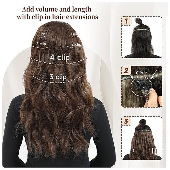 Highlight balayage dark brown Hairpieces, Light Brown&Honey Blonde - Picture 5 of 9